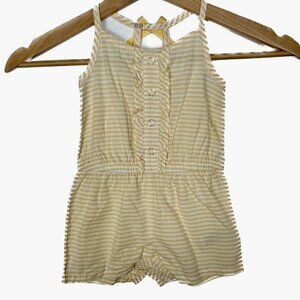 Tommy Bahama Yellow and White Striped Floral Button 18 month Romper